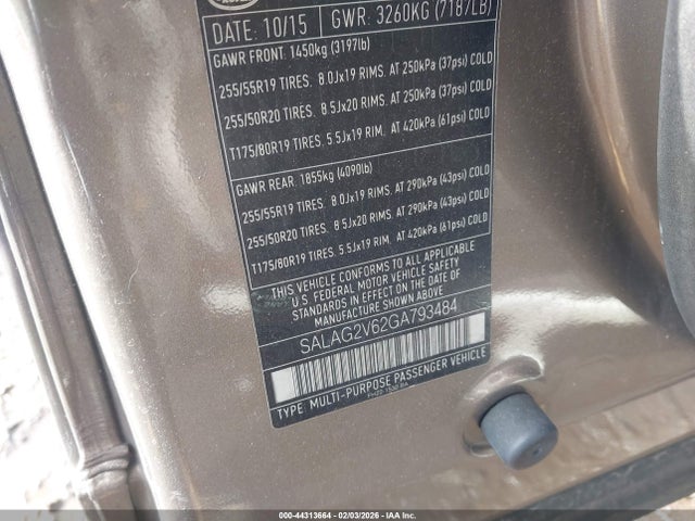 2016 LAND ROVER LR4 SALAG2V62GA793484 Photo 8