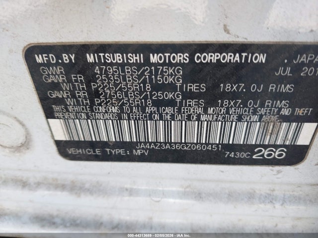 2016 MITSUBISHI OUTLANDER JA4AZ3A36GZ060451 Photo 8