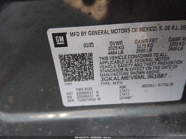 Продаж на аукціоні авто 2021 Gmc Terrain Fwd Sle, vin: 3GKALMEV6ML361687, номер лоту: 44313775
