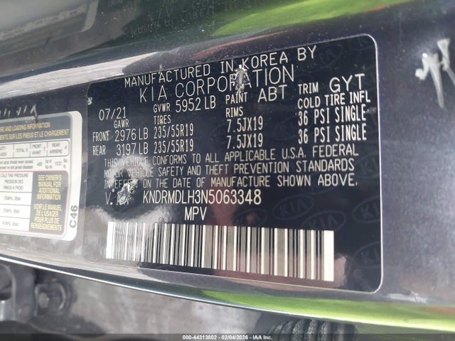 KNDRMDLH3N5063348 KIA Sorento Plug-in Hybrid Sx Prestige