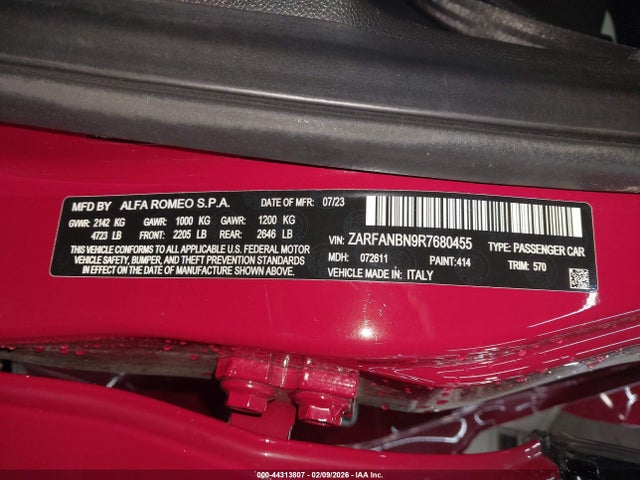 2024 ALFA ROMEO GIULIA ZARFANBN9R7680455 Photo 8