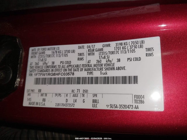 Ford F-150 Raptor 2017 1FTFW1RG8HFC03578 Image 9