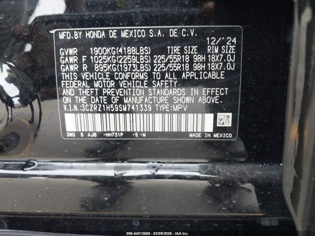 3CZRZ1H59SM741339 Honda Hr-v 2wd Sport