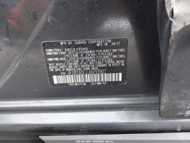 2018 Subaru Crosstrek 2.0i Premium მანქანა იყიდება აუქციონზე, vin: JF2GTADC1JH233907, აუქციონის ნომერი: 44313942