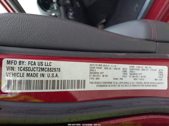 2021 DODGE DURANGO 1C4SDJCT2MC882978 Photo 8