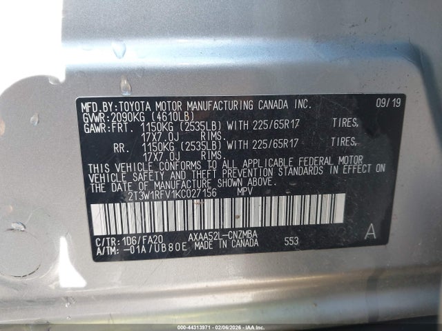 Toyota Rav4 Xle 2019 2T3W1RFV1KC027156 Image 9