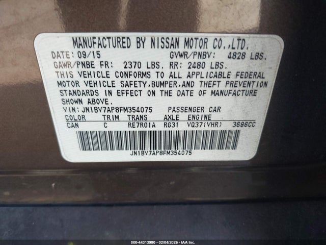 Aukcja sprzedaży 2015 Infiniti Q50 Premium, vin: JN1BV7AP8FM354075, numer aukcji: 44313980
