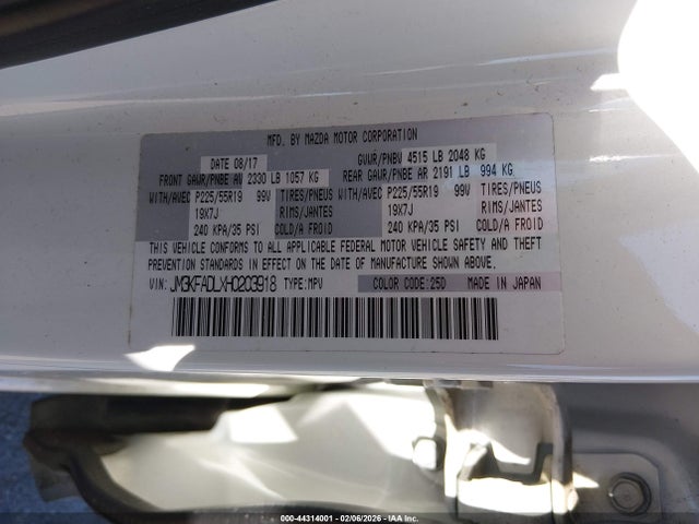Aukcja sprzedaży 2017 Mazda Cx-5 Grand Touring, vin: JM3KFADLXH0203918, numer aukcji: 44314001