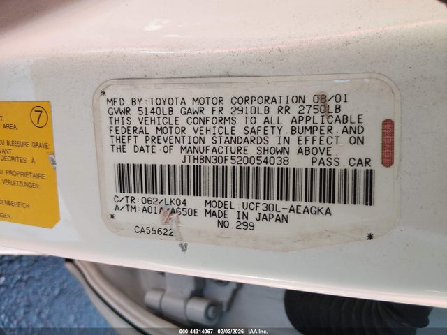 2002 LEXUS LS 430 JTHBN30F520054038 Photo 8