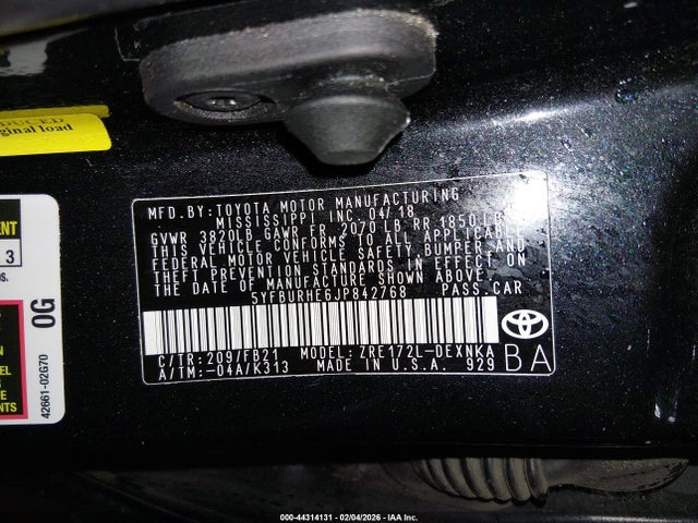 Toyota COROLLA LE 2018 5YFBURHE6JP842768 Image 9