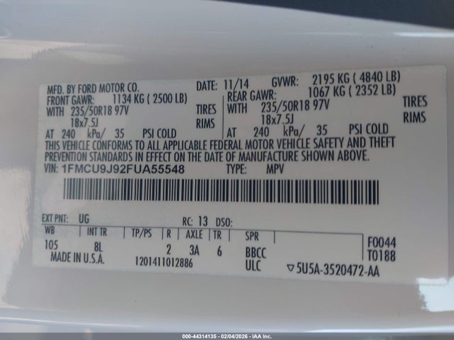 2015 FORD ESCAPE 1FMCU9J92FUA55548 Photo 8