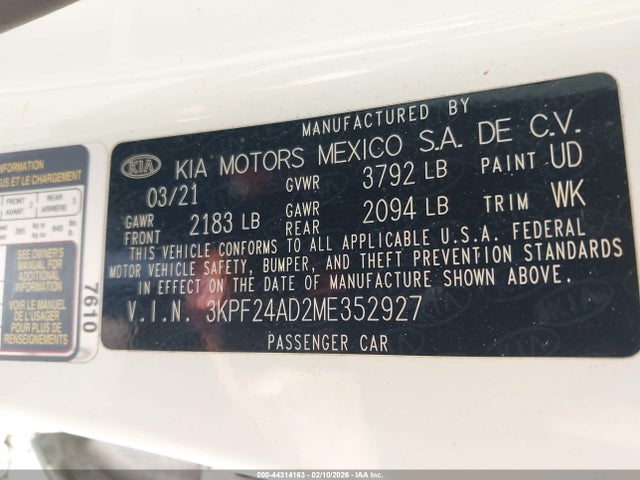 KIA Forte Lxs 2021 3KPF24AD2ME352927 Image 9