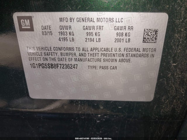 1G1PG5SB8F7236247 Chevrolet CRUZE LTZ