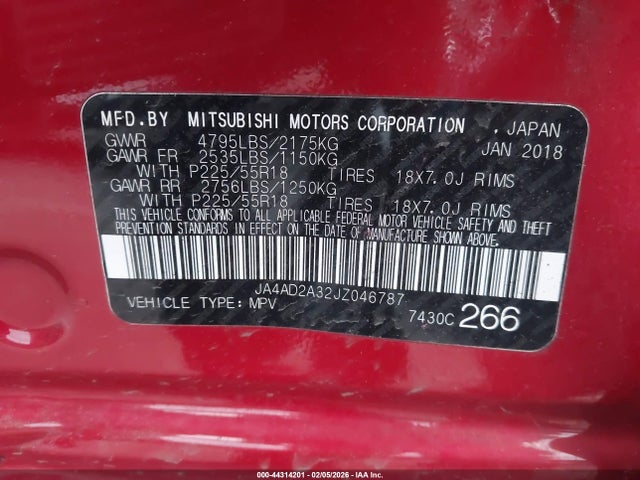 2018 MITSUBISHI OUTLANDER JA4AD2A32JZ046787 Photo 8