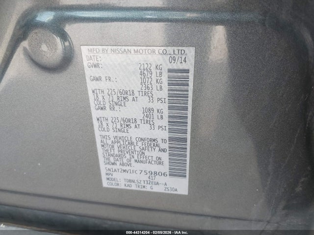 5N1AT2MV1FC759806 Nissan Rogue Sl