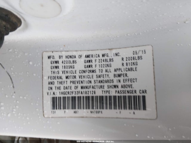 Honda ACCORD LX 2015 1HGCR2F32FA182126 Image 9