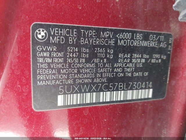 2011 BMW X3 5UXWX7C57BL730414 Photo 8