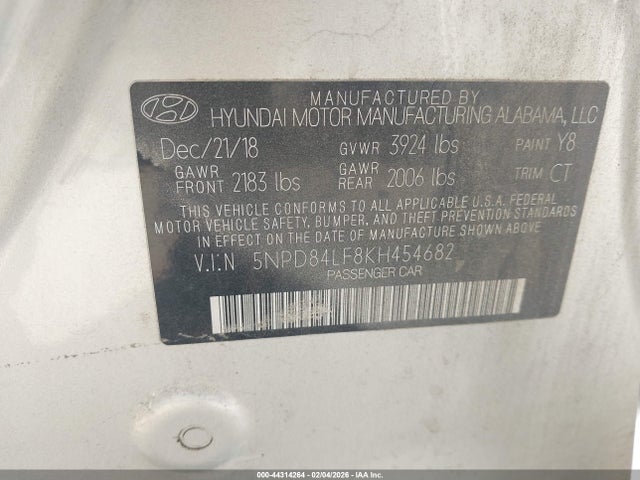 2019 HYUNDAI ELANTRA 5NPD84LF8KH454682 Photo 8