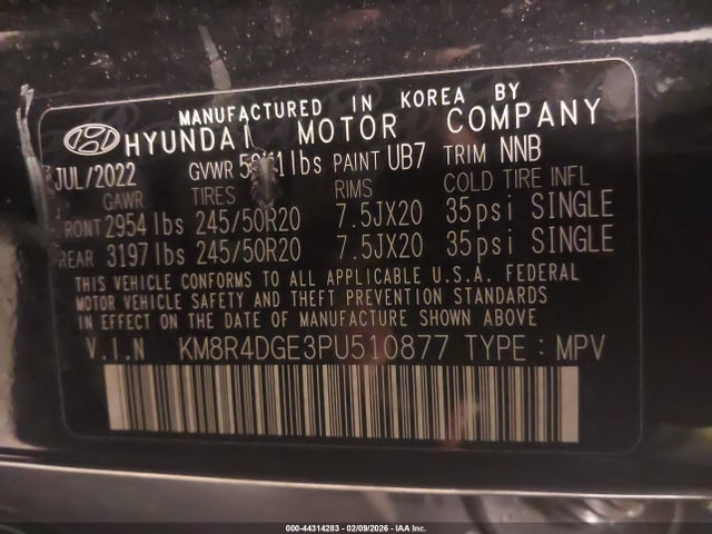 Продажа на аукционе авто 2023 Hyundai Palisade Sel, vin: KM8R4DGE3PU510877, номер лота: 44314283