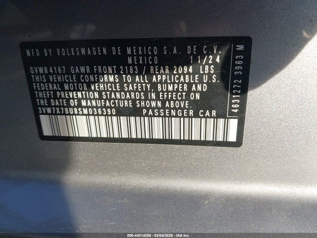 44314288 :رقم المزاد ، 3VW7X7BU8SM036390 vin ، 2025 Volkswagen Jetta 1.5t Se مزاد بيع