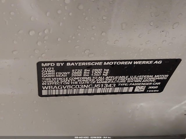 Aukcja sprzedaży 2022 Bmw M850i Gtan Coupe Xdrive, vin: WBAGV8C03NCJ61343, numer aukcji: 44314302