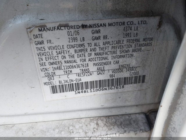 2006 NISSAN ALTIMA 1N4BL11D06N367618 Photo 8
