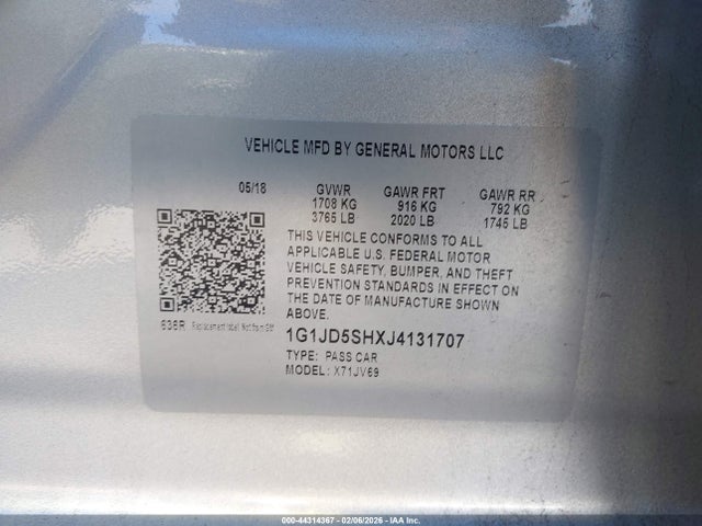 Chevrolet Sonic Lt Auto 2018 1G1JD5SHXJ4131707 Image 9