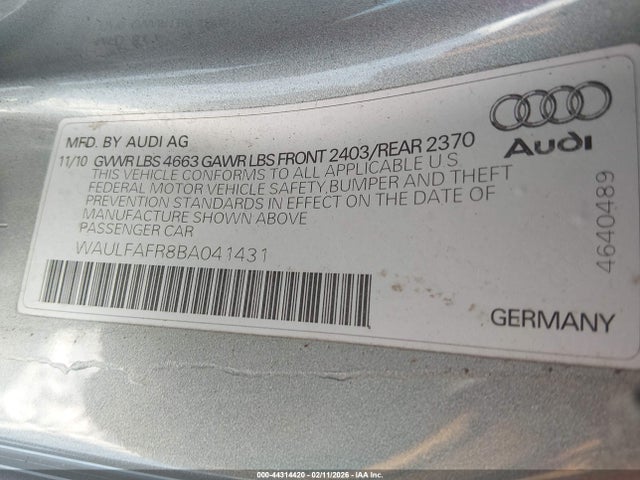 2011 AUDI A5 WAULFAFR8BA041431 Photo 8
