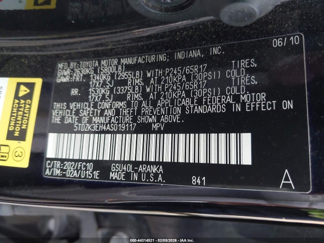 2010 TOYOTA HIGHLANDER 5TDZK3EH4AS019117 Photo 8