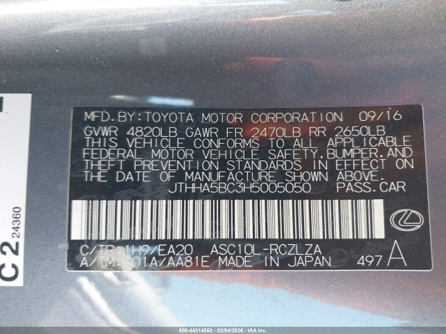 2017 LEXUS RC 200T JTHHA5BC3H5005050 Photo 8