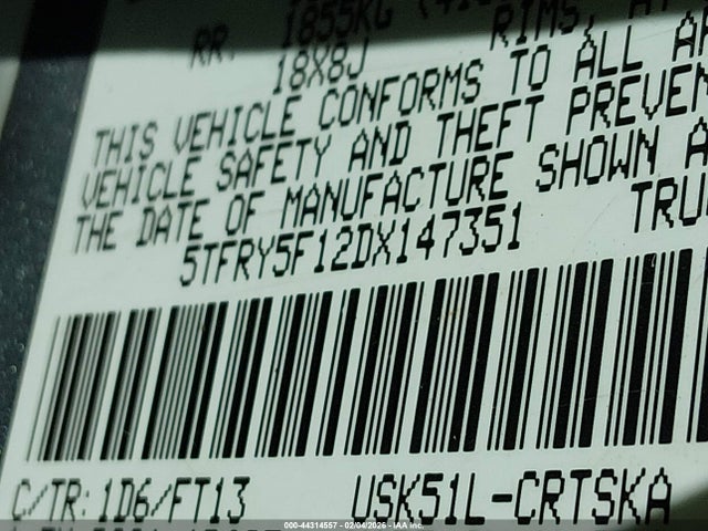 Продажа на аукционе авто 2013 Toyota Tundra Grade 5.7l V8, vin: 5TFRY5F12DX147351, номер лота: 44314557