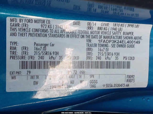 1FADP3K24EL400149 Ford FOCUS SE