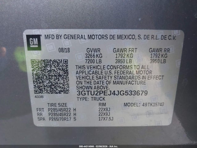 3GTU2PEJ4JG533679 GMC Sierra 1500 Denali