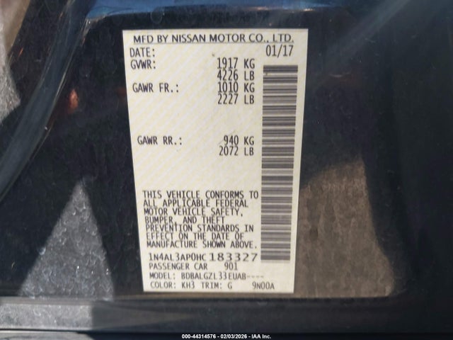 1N4AL3AP0HC183327 Nissan Altima 2.5 S