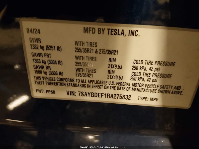 7SAYGDEF1RA275832 Tesla Model Y Performance Dual Motor All-wheel Drive