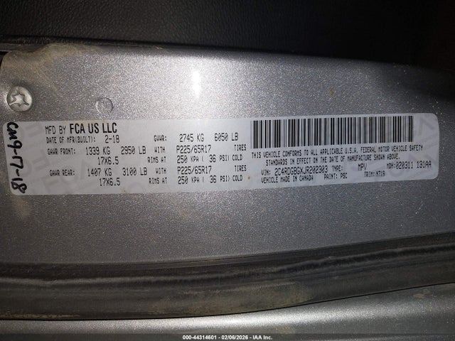 Продаж на аукціоні авто 2018 Dodge Grand Caravan Se Plus, vin: 2C4RDGBGXJR202303, номер лоту: 44314601