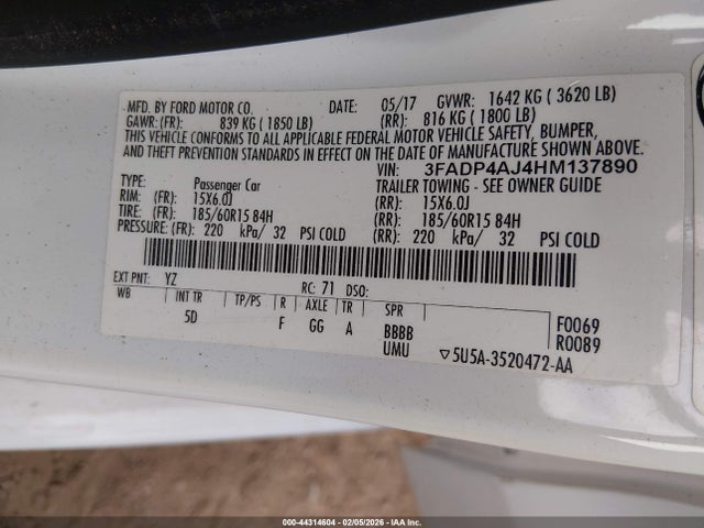 Ford FIESTA S 2017 3FADP4AJ4HM137890 Image 9