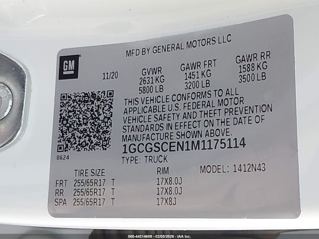 1GCGSCEN1M1175114 Chevrolet Colorado 2wd Short Box Lt