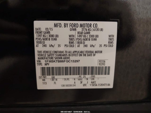 Ford Explorer 2015 1FM5K7B86FGC13297 Image 9