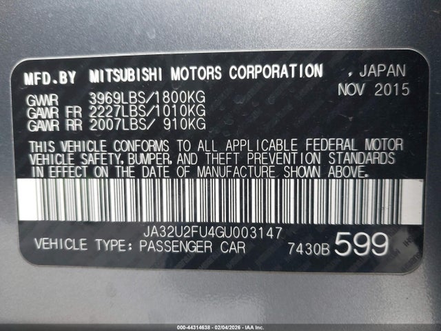 2016 MITSUBISHI LANCER JA32U2FU4GU003147 Photo 8