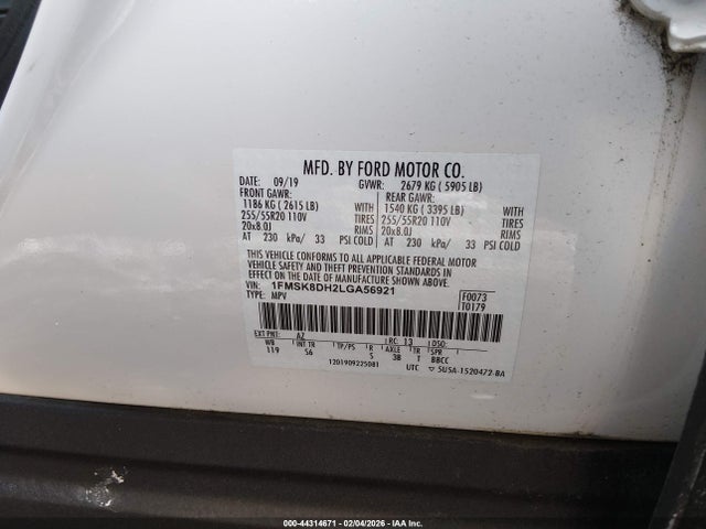 2020 FORD EXPLORER 1FMSK8DH2LGA56921 Photo 8