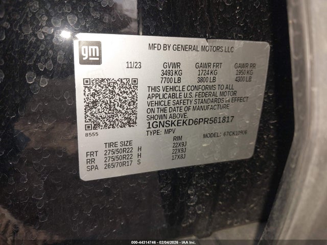 1GNSKEKD6PR561817 Chevrolet Suburban 4wd Rst