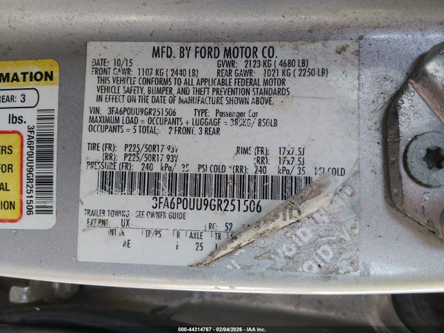 Ford Fusion Hybrid S 2016 3FA6P0UU9GR251506 Image 9