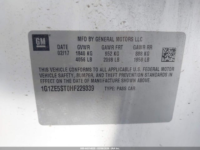 1G1ZE5ST0HF229339 Chevrolet MALIBU 1LT