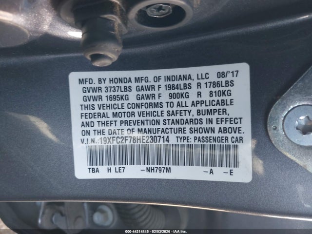 Honda CIVIC EX 2017 19XFC2F78HE230714 Image 9