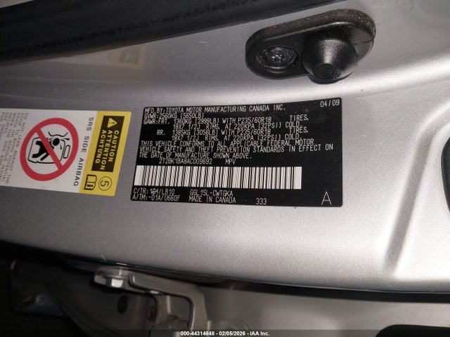 44314848 :رقم المزاد ، 2T2BK1BA8AC009692 vin ، 2010 Lexus Rx 350 مزاد بيع