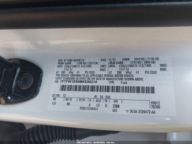 2021 FORD F-150 1FTFW1E89MKE96214 Photo 8