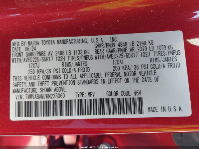 44314877 :رقم المزاد ، 7MMVABAM7RN238069 vin ، 2024 Mazda Cx-50 2.5 S Select مزاد بيع