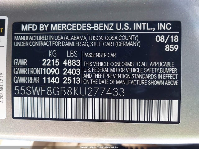 2019 MERCEDES-BENZ AMG C 63 55SWF8GB8KU277433 Photo 8