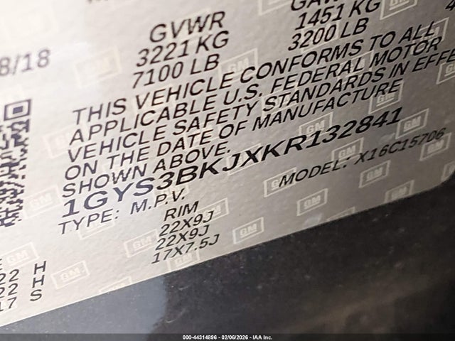 2019 CADILLAC ESCALADE 1GYS3BKJXKR132841 Photo 8